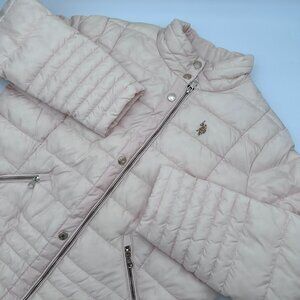 U.S. Polo Assn. Women's Moto Insulated Lightweight Puffer Jacket, Size 1X, Blush